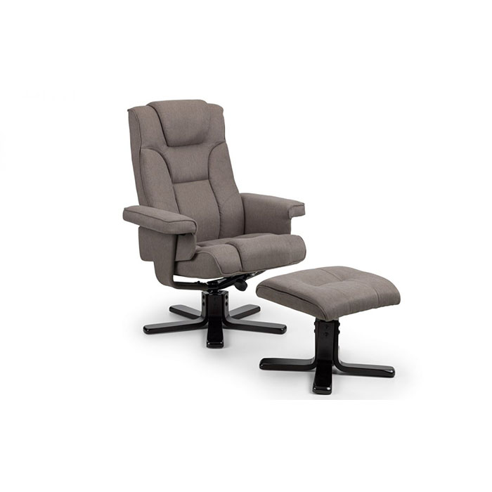 Malmo Recliner & Footstool In Grey - Click Image to Close